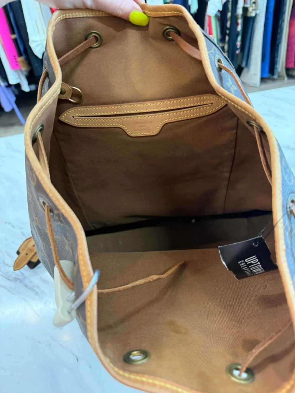 Louis Vuitton Monogram Canvas Backpack with Tan Leather Trim - Picture 8 of 8